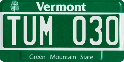 VT license plate TUM030
