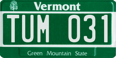 VT license plate TUM031
