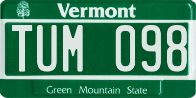 VT license plate TUM098