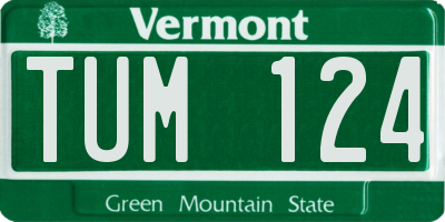 VT license plate TUM124