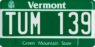 VT license plate TUM139