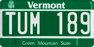 VT license plate TUM189