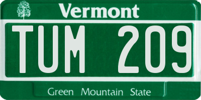 VT license plate TUM209