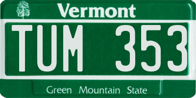 VT license plate TUM353