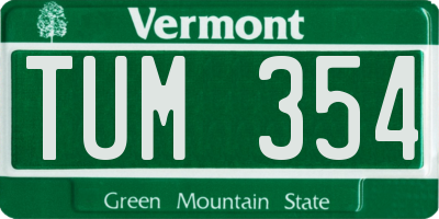 VT license plate TUM354