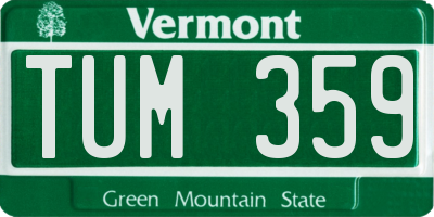 VT license plate TUM359