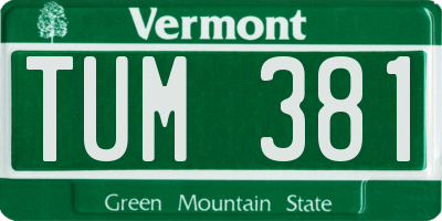 VT license plate TUM381