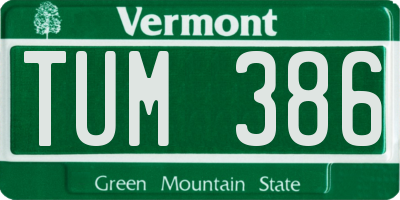 VT license plate TUM386