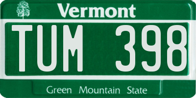 VT license plate TUM398