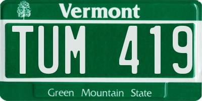 VT license plate TUM419