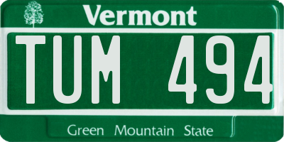 VT license plate TUM494