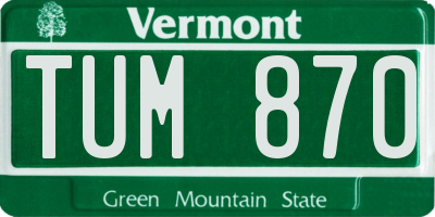 VT license plate TUM870