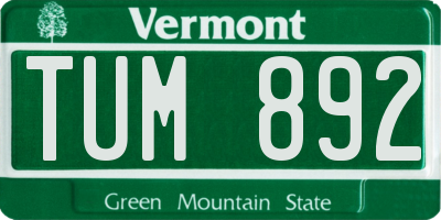 VT license plate TUM892