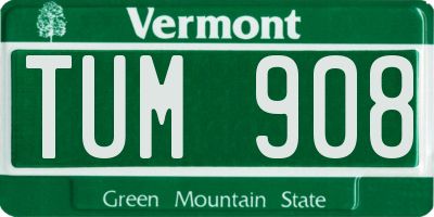 VT license plate TUM908