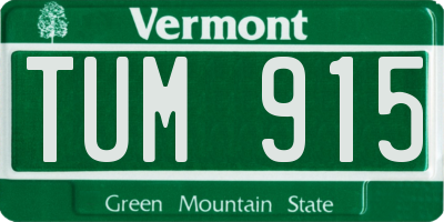 VT license plate TUM915