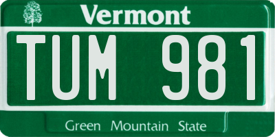 VT license plate TUM981