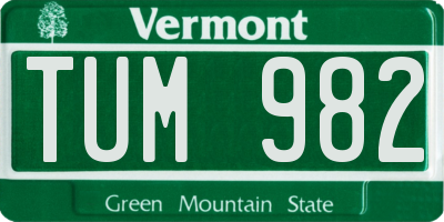 VT license plate TUM982