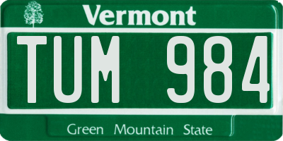 VT license plate TUM984
