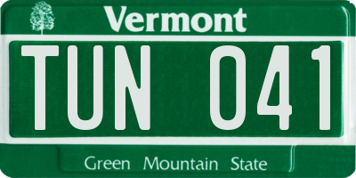 VT license plate TUN041