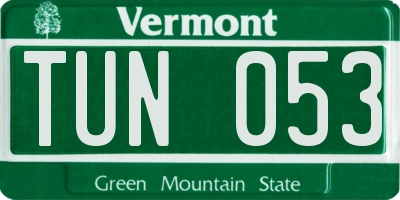 VT license plate TUN053