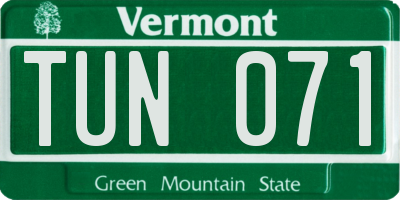 VT license plate TUN071