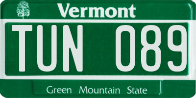 VT license plate TUN089