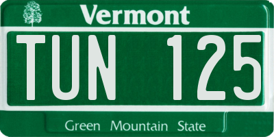 VT license plate TUN125