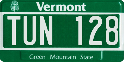 VT license plate TUN128