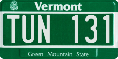 VT license plate TUN131