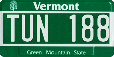 VT license plate TUN188