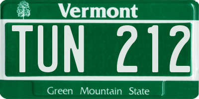 VT license plate TUN212
