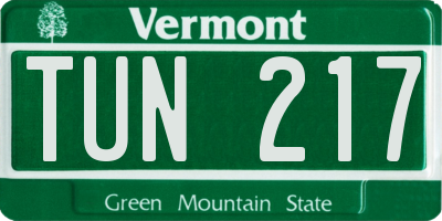 VT license plate TUN217
