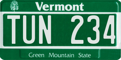 VT license plate TUN234