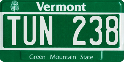 VT license plate TUN238