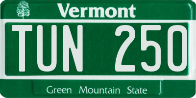VT license plate TUN250