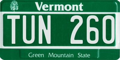 VT license plate TUN260