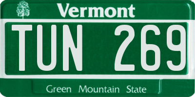 VT license plate TUN269