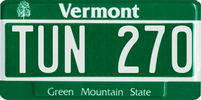 VT license plate TUN270