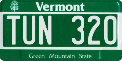 VT license plate TUN320