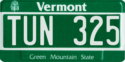 VT license plate TUN325