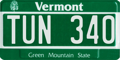 VT license plate TUN340