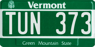 VT license plate TUN373