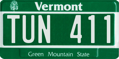 VT license plate TUN411