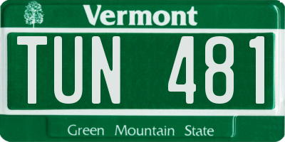 VT license plate TUN481