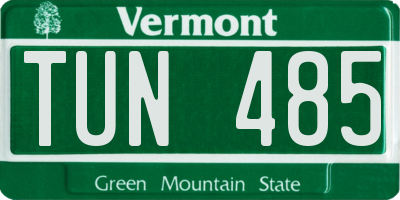 VT license plate TUN485