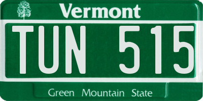VT license plate TUN515