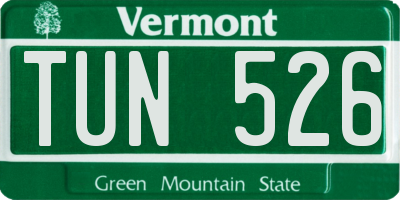 VT license plate TUN526