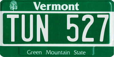 VT license plate TUN527