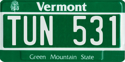 VT license plate TUN531