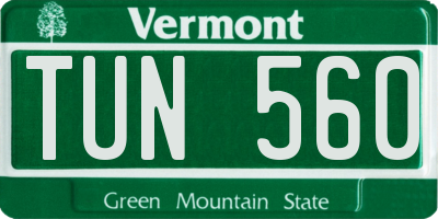 VT license plate TUN560